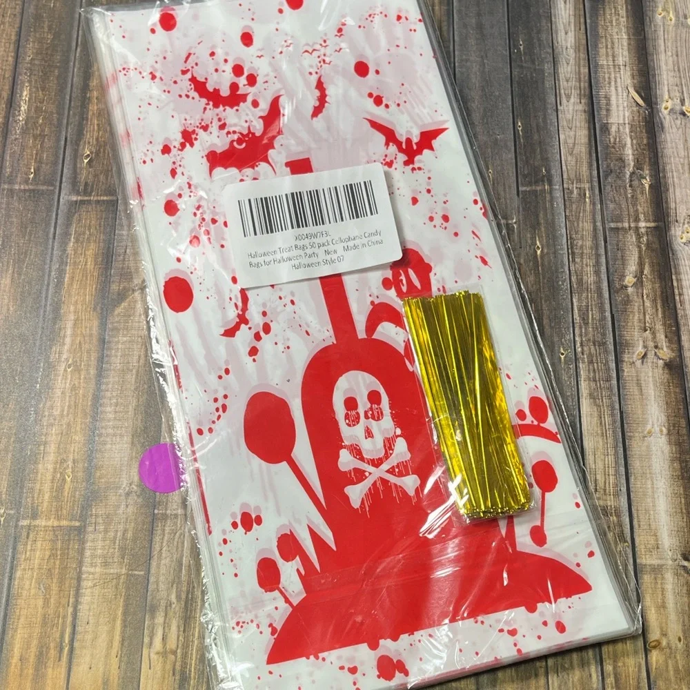 5for$10 Halloween 50Pc Treat Bags Cellophane Candy Goodie Favor Party Supplies